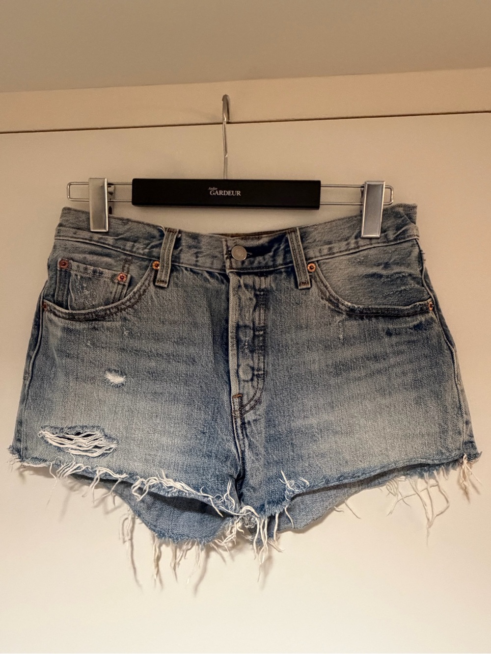 Levi's Light Blue Distressed Denim Cutoff Shorts